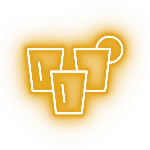 Neon yellow shot glasses icon